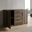 2-Door Credenza with Drawers - Gray Wood Finish - 3