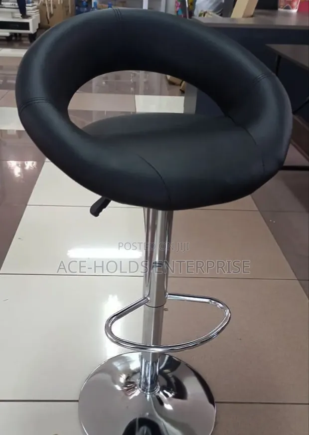 Modern Adjustable Swivel Bar Stool (Black) - 1