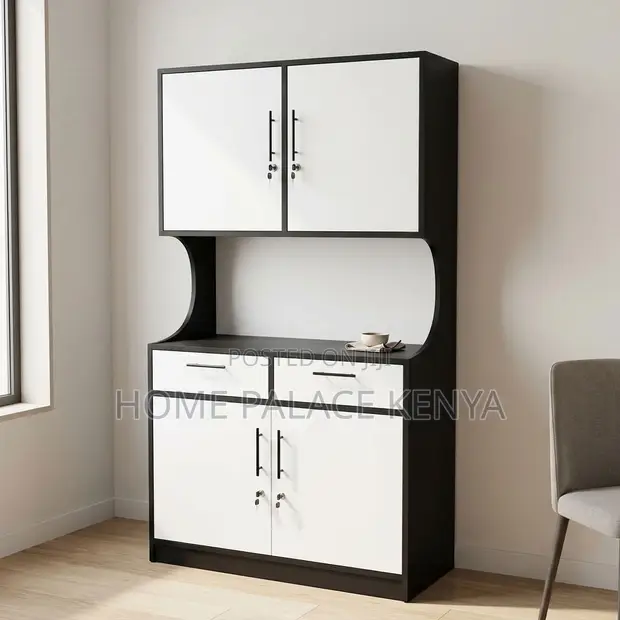 Double Door White Kitchen Cabinet - 1