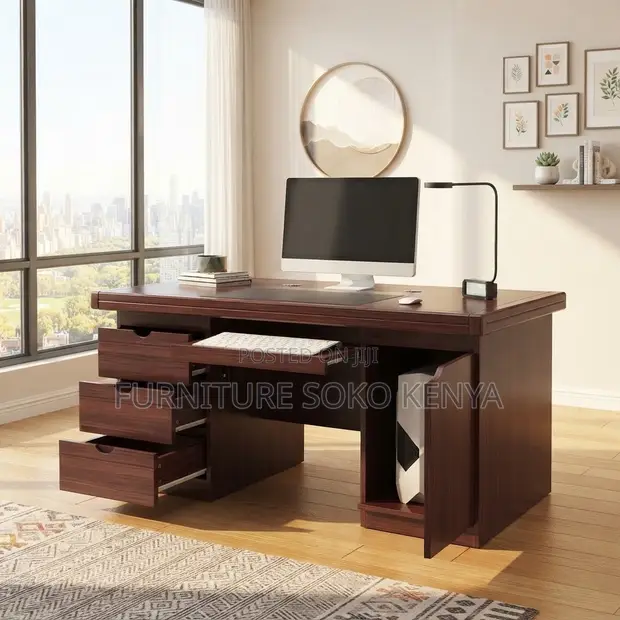 Executive 1400mm Mahogany High Desk | Meza ya Home Office - 1