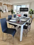 DTC 1509 Dining Table Set - Black Marble Glass, 6 Chairs - 1