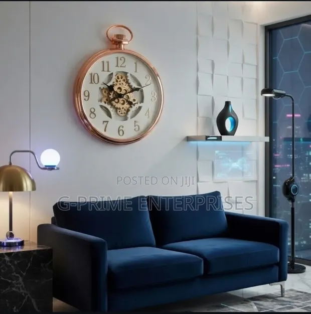 Modern Decorative Wall Clock - Rose Gold Gears - 1
