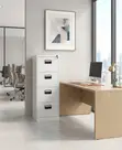 4 Lockable Office Grey Storage Filing Cabinet - 4