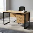 Modular Brown Home Office Desk with Drawer - 3