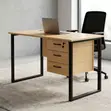 Modular Brown Home Office Desk with Drawer - 4