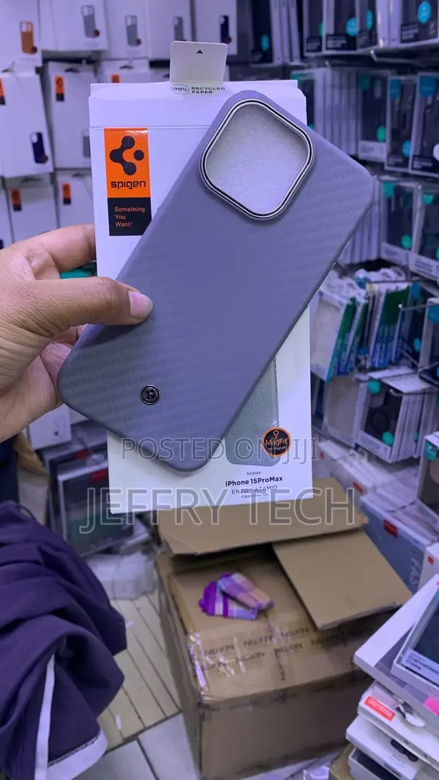 Spigen Enzo Aramid Magnetic Case for iPhone 15 Pro Max - Gray - 1