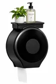 Black Jumbo Toilet Paper Dispenser with Top Tray Shelf - 4