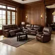 Kiseti cha Sofa cha Kisasa cha Viti 6 vya Kukunja - Kitambaa cha Kahawia - 5
