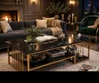 C3 Executive Black Marble Coffee Table - Gold Frame - 1
