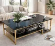 C3 Executive Black Marble Coffee Table - Gold Frame - 2