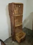 6ft Rustic Natural Wood Display Shelf with Cabinet - 1