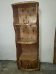 6ft Rustic Natural Wood Display Shelf with Cabinet - 3