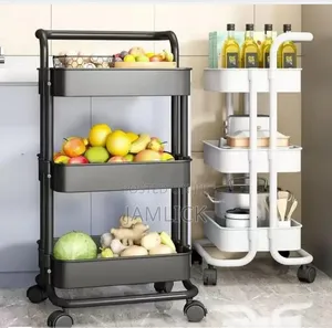 Trolley ya Uhifadhi ya Metallic ya Ngazi 3