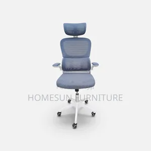 Ergonomic Office Chair with Headrest - Blue Mesh