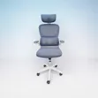 Ergonomic Office Chair with Headrest - Blue Mesh - 3