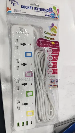 FK 5M 4-Way Socket Extension na 3 USB + Type-C