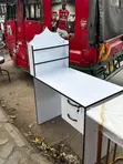 White Manicure Desk Table with Storage Shelf - 2