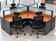 Modern 4-Way Office Workstation with 4 Ergonomic Chairs - 1