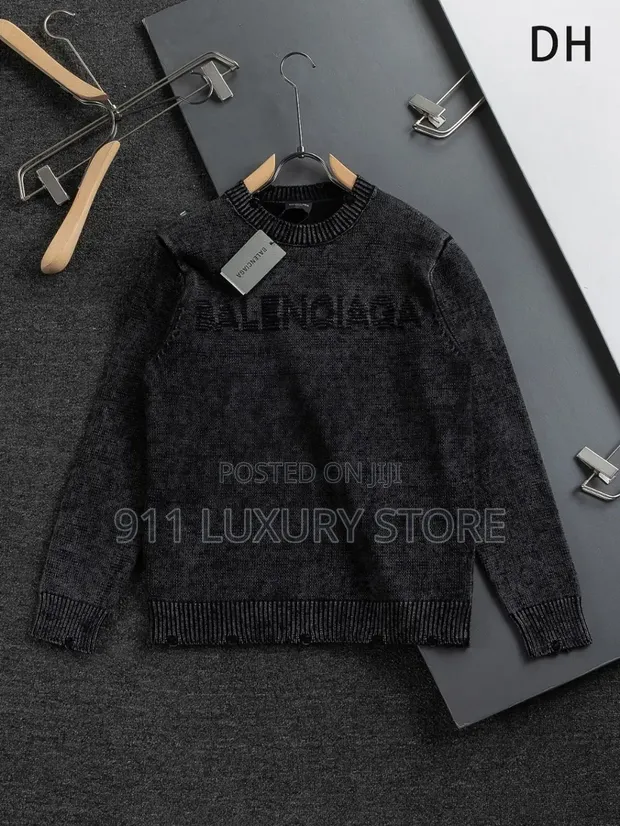 Balenciaga Dark Gray Knitted Sweater - 1