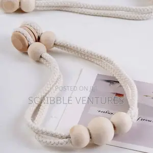 Magnetic Curtain Tiebacks with Wooden Beads (2 Pcs)