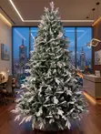 Luxury Snow-Flocked Dark Green Pine PVC Tree - 1