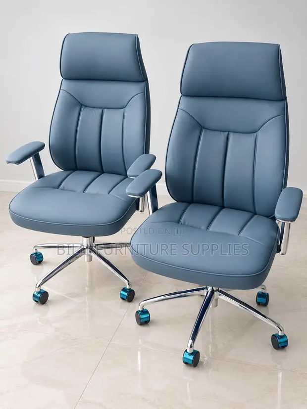 Premium Blue Leather Executive Office Chair - 1