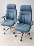 Premium Blue Leather Executive Office Chair - 2