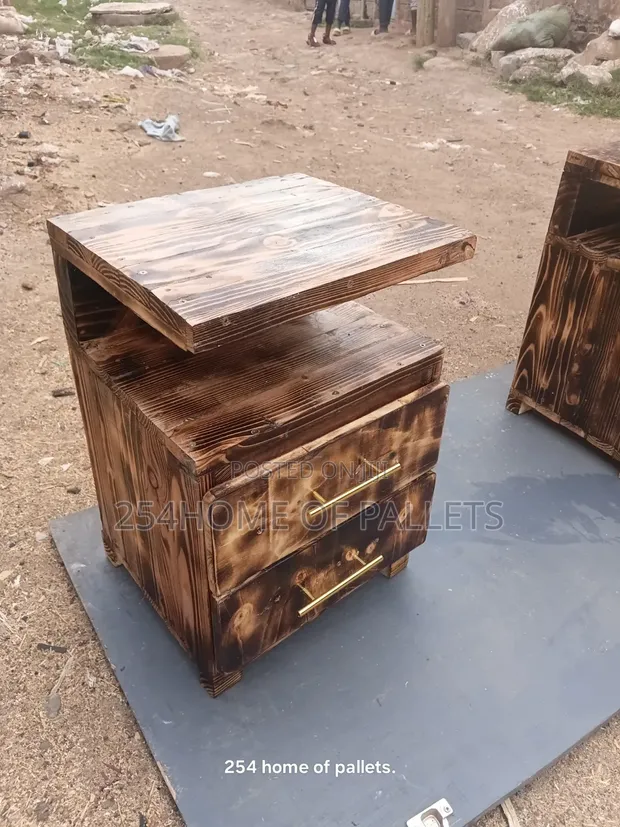 Droo ya Kando ya Mbao ya Pallet na Droo 2 - 1