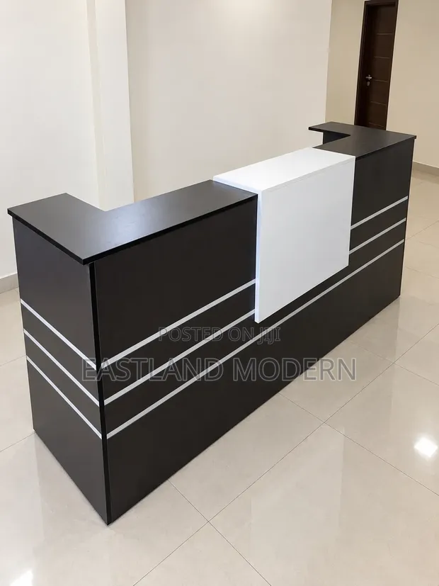 Modern Grey and White Reception Desk - 1