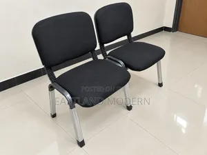 Black Fabric Visitor Chair with Metal Legs