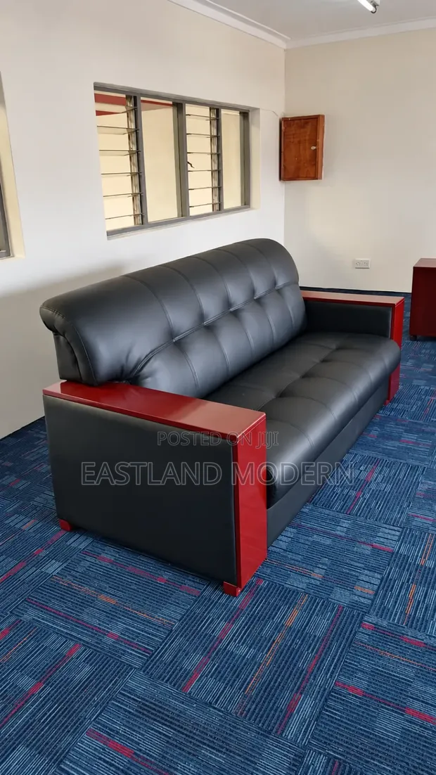 Boss Office Products Black Leather Office Sofa - 1