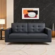 Black Leather 2 Seater Office Sofa - 3