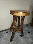 Rustic Natural Wood Log Bar Stools - 4