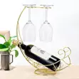 Gold Countertop Wine Glass Holder | Holds 2 Glasses + 1 Bottle - 2