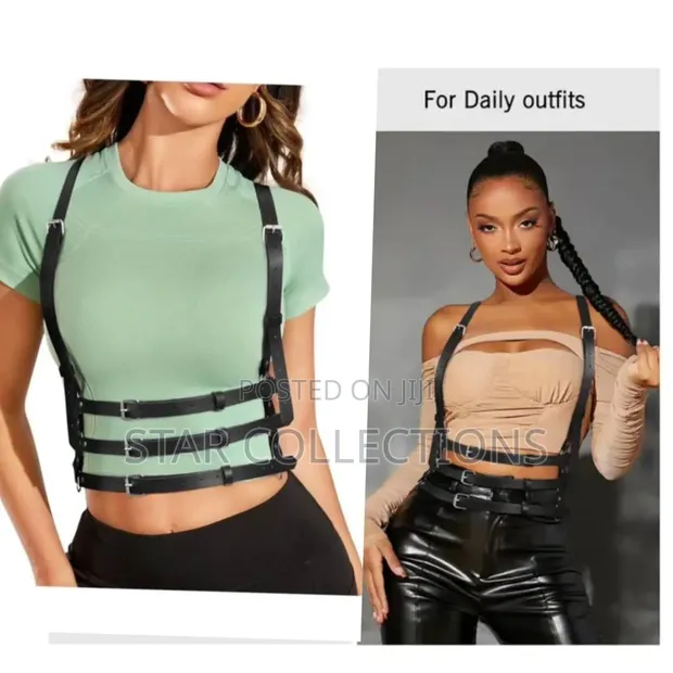 Unisex Goth Punk Leather Harness Belt - 1