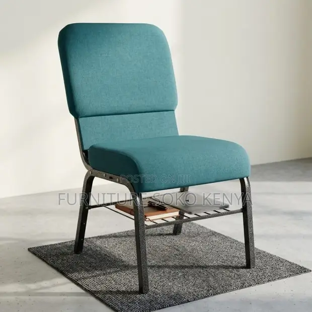 Blue Stackable Heavy Cushioned Seat | Church Office Chairs - 1