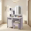 Seti ya Dressing Vanity Nyeupe na Kiti - 1