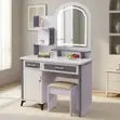 Seti ya Dressing Vanity Nyeupe na Kiti - 3