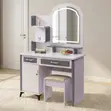 Seti ya Dressing Vanity Nyeupe na Kiti - 5