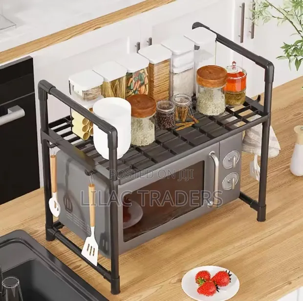 Space Saving 2 Tier Microwave Organizer - 1