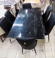 Seti ya Dining Nyeusi ya Marble Effect ya Viti 6 na Viti vya PU Leather - 2