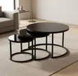 3-Set Round Coffee Table - Black - 1