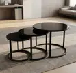 3-Set Round Coffee Table - Black - 2