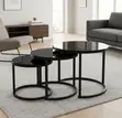 3-Set Round Coffee Table - Black - 4