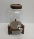 Multipurpose Beverage Juice Dispenser with Wooden Stand - 1