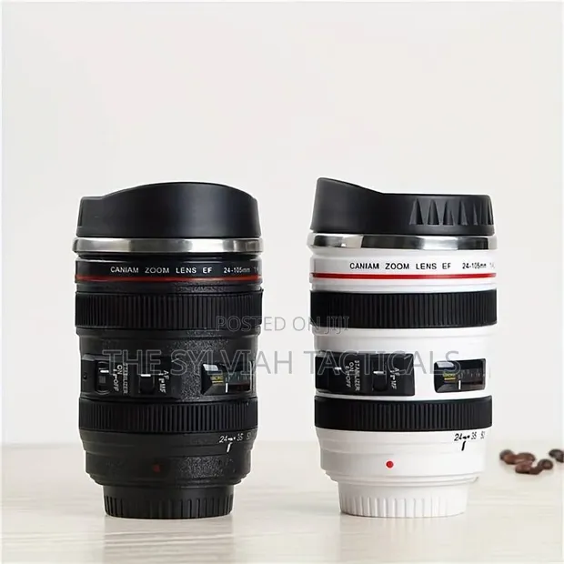 Camera Lens Mug, 450ml Stainless Steel Travel Cup - 1