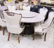 Seti Mpya ya Meza ya Kulia ya Mviringo ya Watu 6 na Lazy Susan - 2