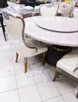 Seti Mpya ya Meza ya Kulia ya Mviringo ya Watu 6 na Lazy Susan - 3