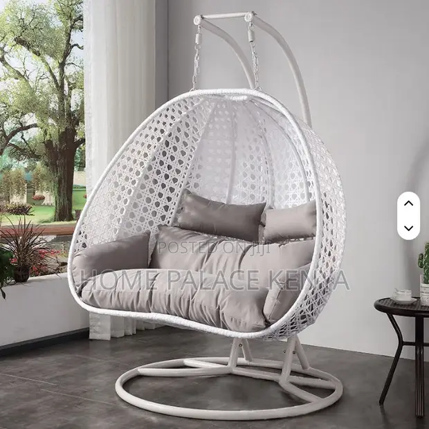 Modern 2 Seater Hammock Swing Chair - White Rattan - 1