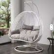 Modern 2 Seater Hammock Swing Chair - White Rattan - 1